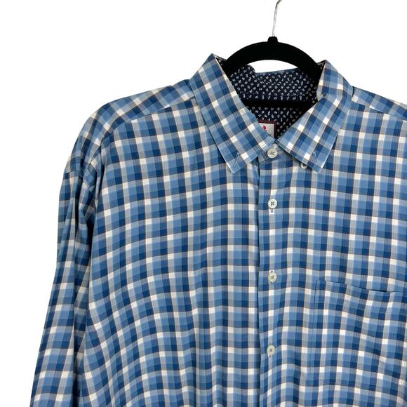 Fredrick Martin Blue Plaid Cotton Long Sleeve Button Down Shirt Mens XL - Picture 2 of 7